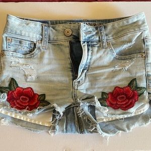 Floral jean shorts